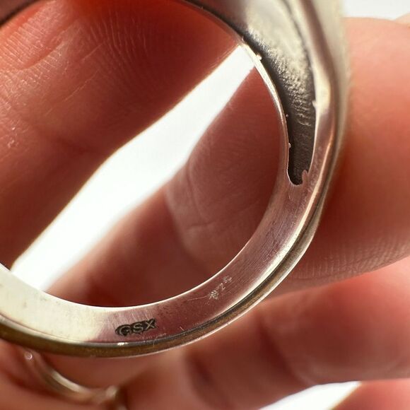 Sterling silver, marked "GSX" turquoise round cabochon ring! - Picture 7 of 10